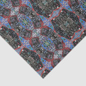 ヴィンテージアンティークパターンブルーブラックレッドデコパージュ 薄葉紙 (詳細)