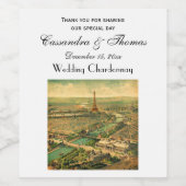 ヴィンテージアンティークパリプリントDIYカラーBG ワインラベル (シングルラベル)