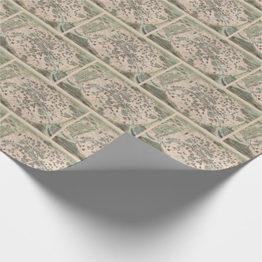 ヴィンテージアンティークパリ通りマップ ラッピングペーパー (角)