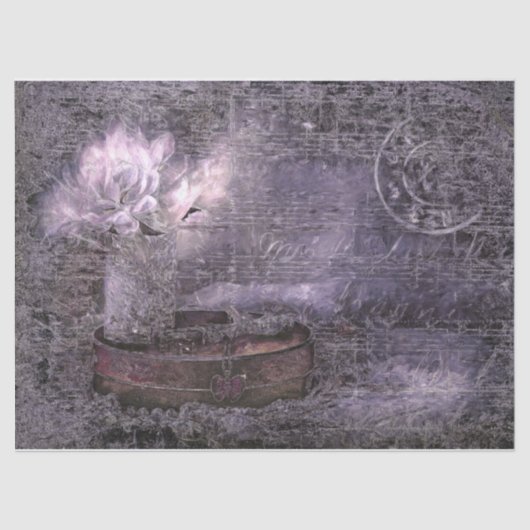 ヴィンテージアンティークパープルオールドスクリプトシートミュージック 薄葉紙 (正面)