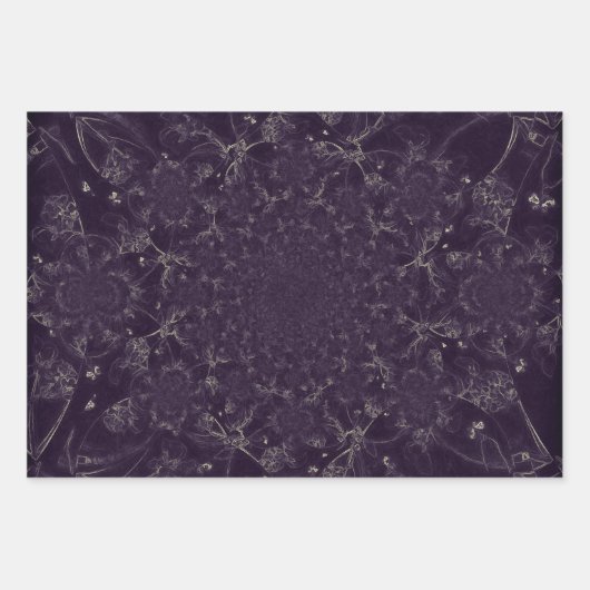 ヴィンテージアンティークパープル抽象芸術のエレガント分離 ラッピングペーパーシート (正面3)