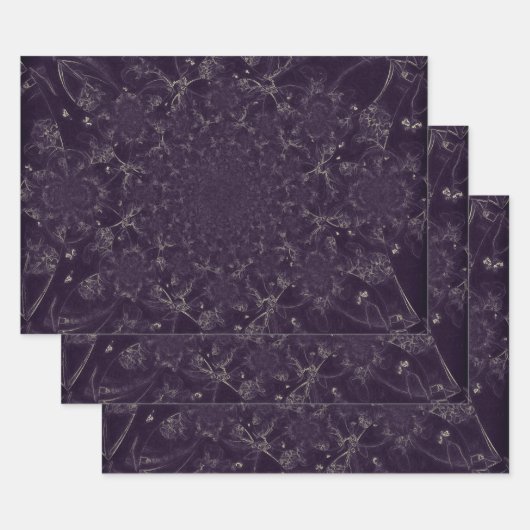 ヴィンテージアンティークパープル抽象芸術のエレガント分離 ラッピングペーパーシート (セット)