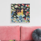 ヴィンテージアンティークヒョウ花刺繍織物 キャンバスプリント (インサイチュ (リビング))