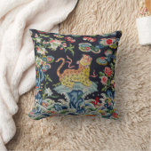 ヴィンテージアンティークヒョウ花刺繍織物 クッション (ブランケット)