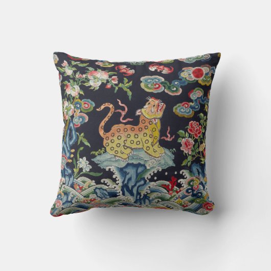 ヴィンテージアンティークヒョウ花刺繍織物 クッション (裏面)