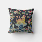 ヴィンテージアンティークヒョウ花刺繍織物 クッション (正面)