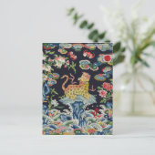 ヴィンテージアンティークヒョウ花刺繍織物 ポストカード (スタンド正面)