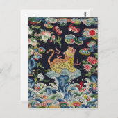 ヴィンテージアンティークヒョウ花刺繍織物 ポストカード (正面/裏面)