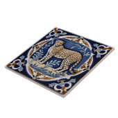 ヴィンテージアンティークヒョウcheetahネイビーブルー タイル (側面)