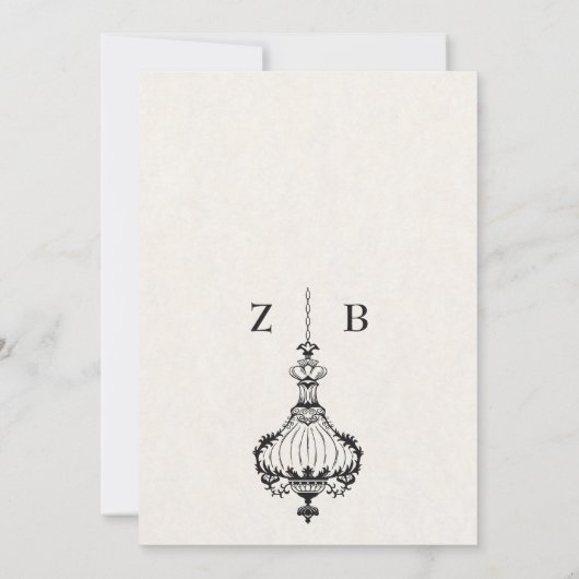 ヴィンテージアンティークビクトリアンシャンデリア記念日 招待状 (裏面)