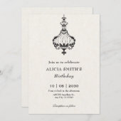 ヴィンテージアンティークビクトリアンシャンデリア誕生日 招待状 (正面/裏面)