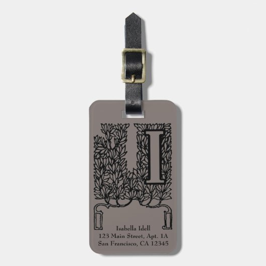 ヴィンテージアンティークビクトリアンモノグラム文字I ラゲッジタグ (正面縦)