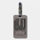 ヴィンテージアンティークビクトリアンモノグラム文字I ラゲッジタグ (裏面縦)