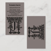 ヴィンテージアンティークビクトリアンモノグラム文字J 名刺 (正面/裏面)