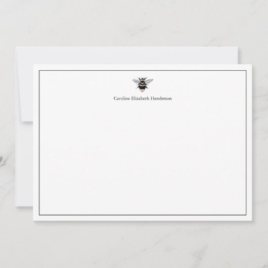 ヴィンテージアンティークビーホワイトクラシックパーソナライズされた ノートカード (正面)