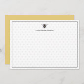 ヴィンテージアンティークビー水玉模様 パーソナライズされた ノートカード (正面/裏面)