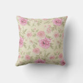 ヴィンテージアンティークピンクローズフローラ植物学 クッション (裏面)