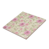 ヴィンテージアンティークピンクローズフローラ植物学 タイル (側面)