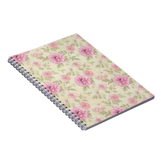 ヴィンテージアンティークピンクローズフローラ植物学 ノートブック (右側)