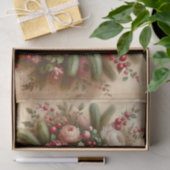 ヴィンテージアンティークピンク&ホワイトクリスマス 薄葉紙 (ギフト)