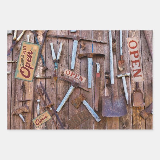 ヴィンテージアンティークファームツール ラッピングペーパーシート (正面)