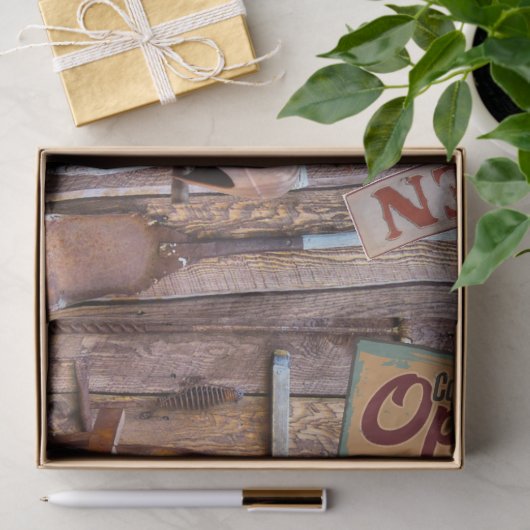 ヴィンテージアンティークファームレッドトラックアンティークツール 薄葉紙 (ギフト)