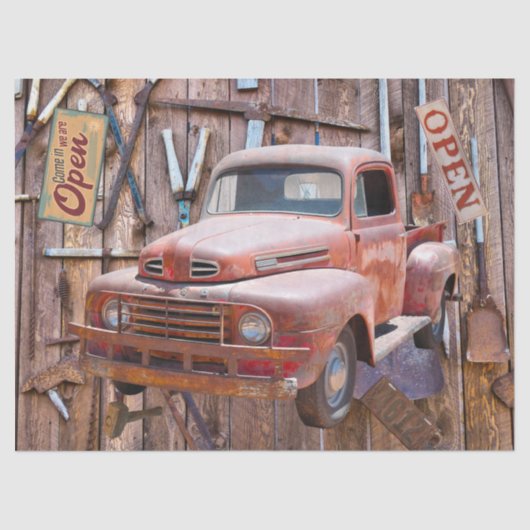 ヴィンテージアンティークファームレッドトラックアンティークツール 薄葉紙 (正面)