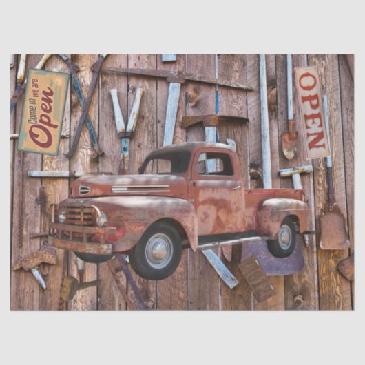 ヴィンテージアンティークファームレッドトラックアンティークツール 薄葉紙 (正面)