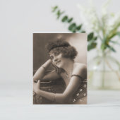 ヴィンテージアンティークフラッパの写真ポートレート ポストカード (スタンド正面)