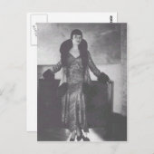 ヴィンテージアンティークフラッパー女性ポートレート，イラストレット ポストカード (正面/裏面)