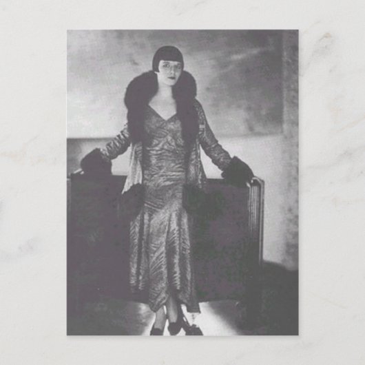 ヴィンテージアンティークフラッパー女性ポートレート，イラストレット ポストカード (正面)