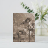 ヴィンテージアンティークフラッパ，女のポートレート, ポストカード (スタンド正面)