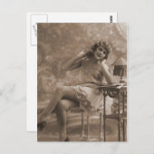 ヴィンテージアンティークフラッパ，女のポートレート, ポストカード (正面/裏面)