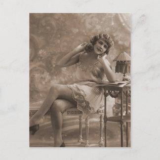 ヴィンテージアンティークフラッパ，女のポートレート, ポストカード