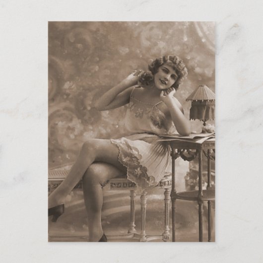 ヴィンテージアンティークフラッパ，女のポートレート, ポストカード (正面)