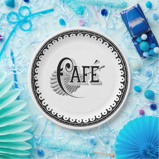 ヴィンテージアンティークフランスのカフェタイポグラフィ ペーパープレート (パーティー)