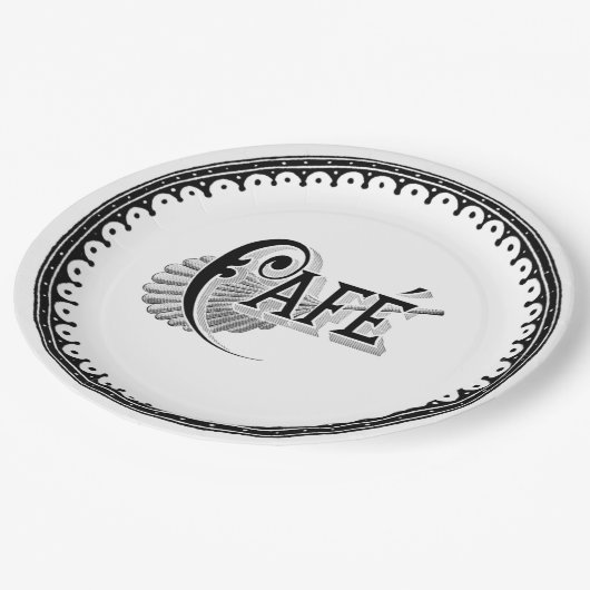 ヴィンテージアンティークフランスのカフェタイポグラフィ ペーパープレート (アングル)