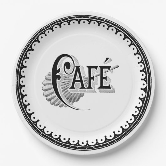 ヴィンテージアンティークフランスのカフェタイポグラフィ ペーパープレート (正面)