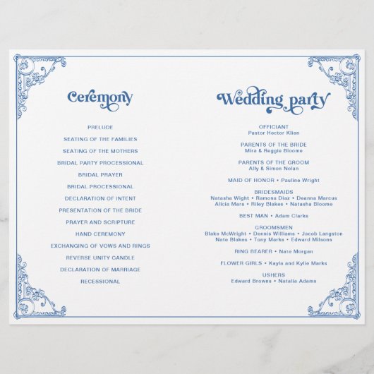 ヴィンテージアンティークフレーム結婚式プログラム (裏面)