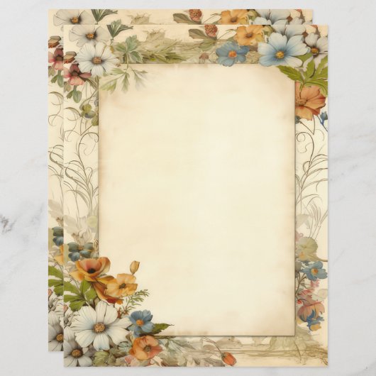 ヴィンテージアンティークフローラジャンクジャーナル (正面/裏面)