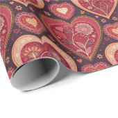 ヴィンテージアンティークフローラハートバレンタインデー ラッピングペーパー (ロールコーナー)