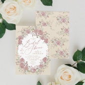 ヴィンテージアンティークフローラブライダルシャワー招待 招待状