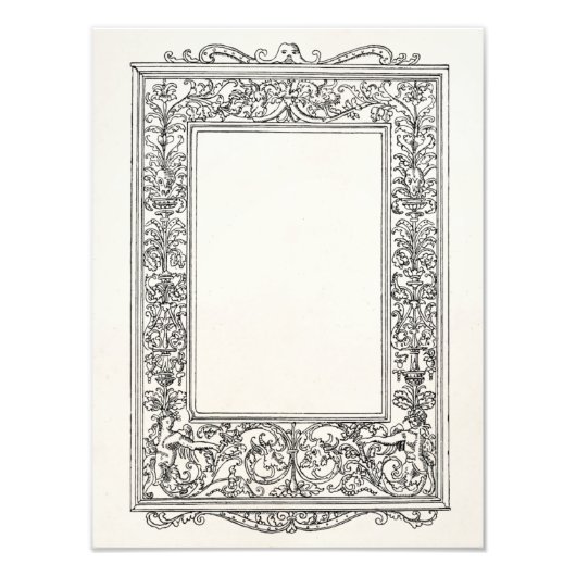 ヴィンテージアンティークフローラマーメイドオールドフレ縁どーム フォトプリント            (正面)