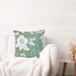 ヴィンテージアンティークフローラ白い花 クッション