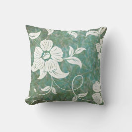 ヴィンテージアンティークフローラ白い花 クッション
