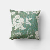 ヴィンテージアンティークフローラ白い花 クッション (正面)