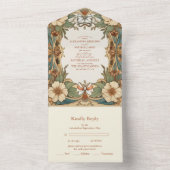 ヴィンテージアンティークフローラ結婚アールヌーボー オールインワン招待状 (内側)