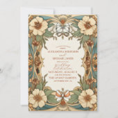 ヴィンテージアンティークフローラ結婚アールヌーボー 招待状 (正面)