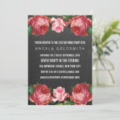 ヴィンテージアンティークフローラ21歳の誕生日招待状 招待状 (スタンド正面)