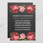 ヴィンテージアンティークフローラ21歳の誕生日招待状 招待状 (正面/裏面)